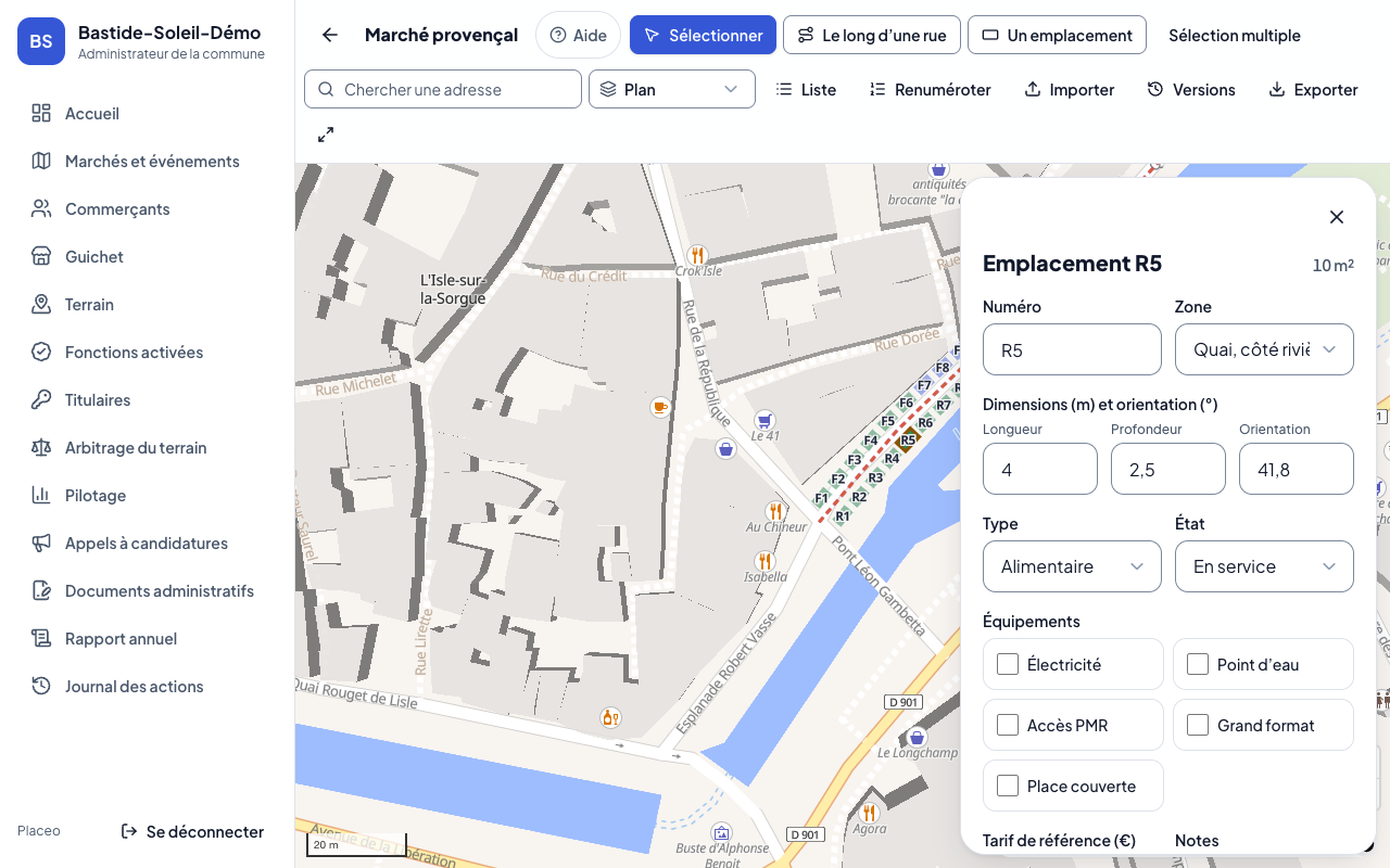 Panneau d’un emplacement
