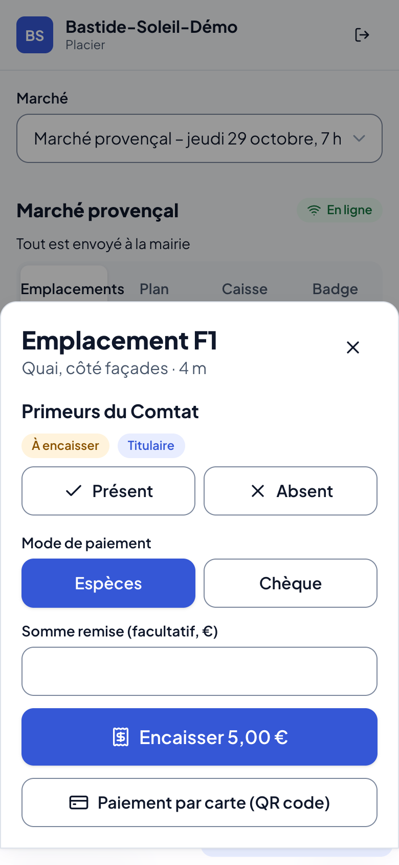 Encaissement sur le terrain