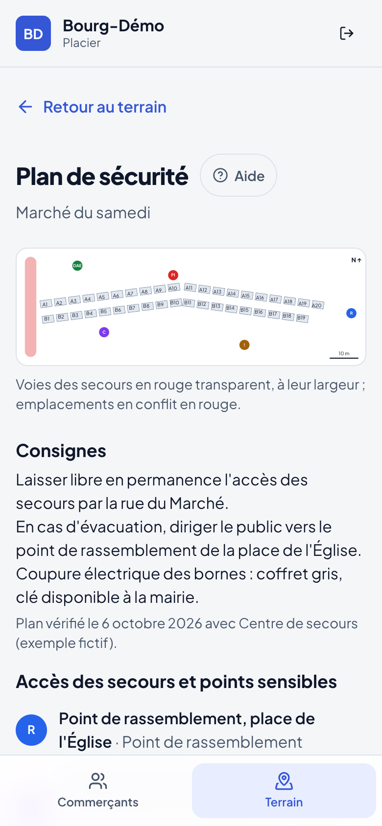 Plan de sécurité sur le terrain