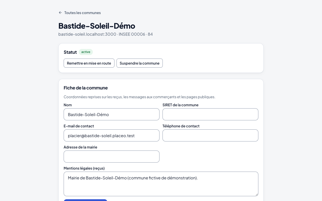 Fiche de la commune et invitations